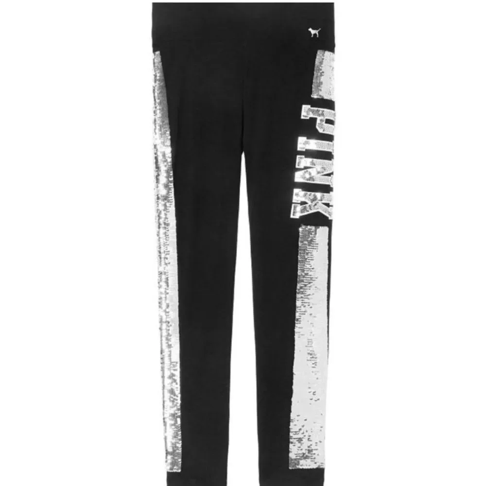 PINK VS RAINBOW BLING LEGGINGS M